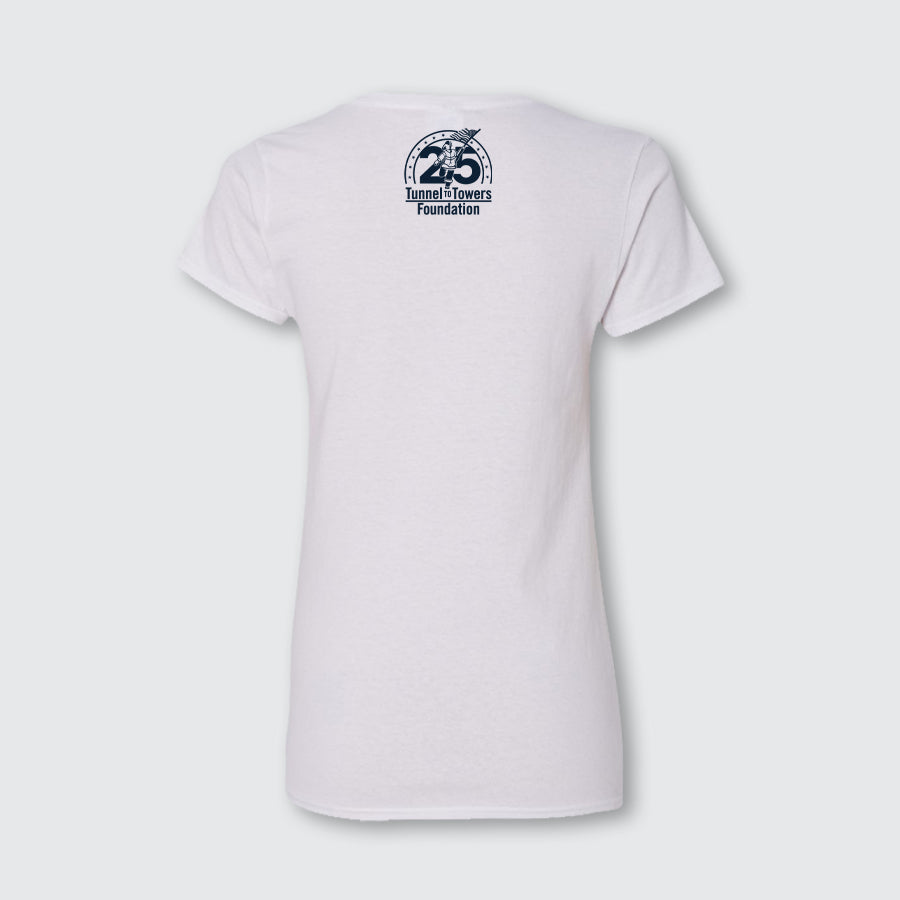 T2T 25th Anniversary Women's V-Neck Tee (White)