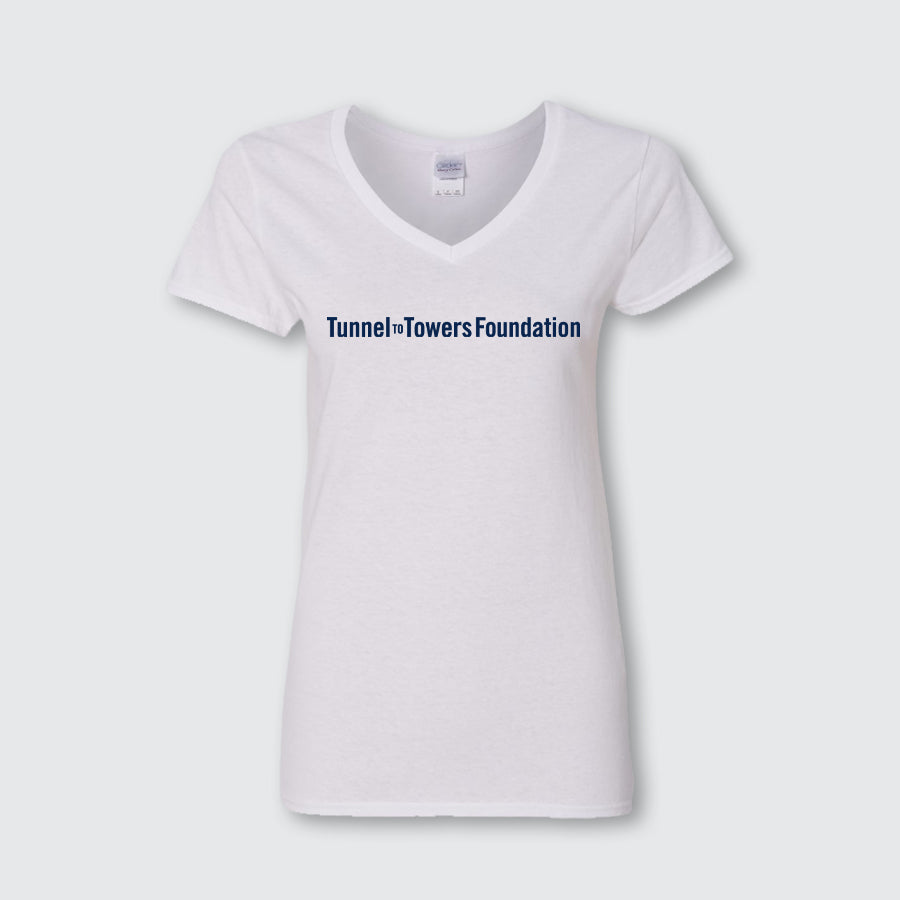 T2T 25th Anniversary Women's V-Neck Tee (White)