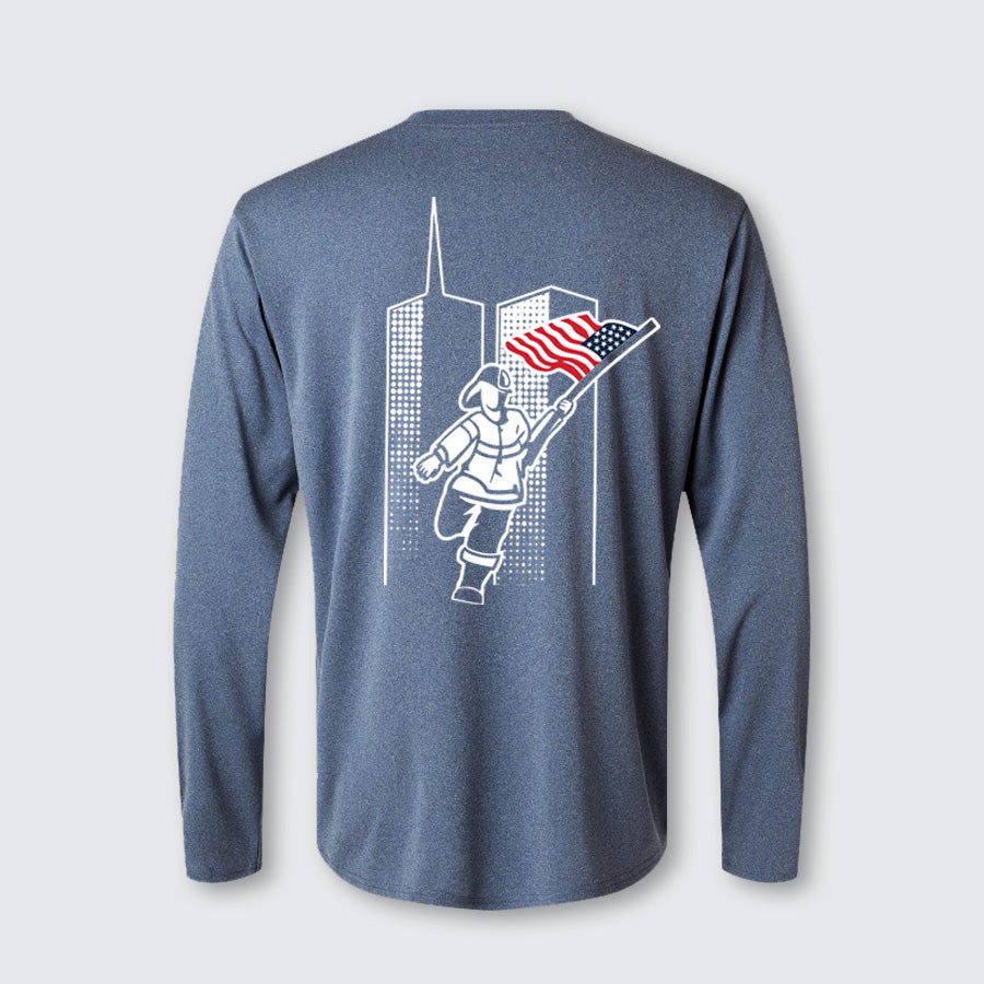 T2T Twin Towers Long Sleeve Performance Tee (Heather Navy)